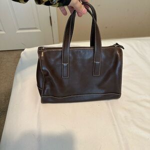 Brown Leather coach Bag with Dual Top Handles